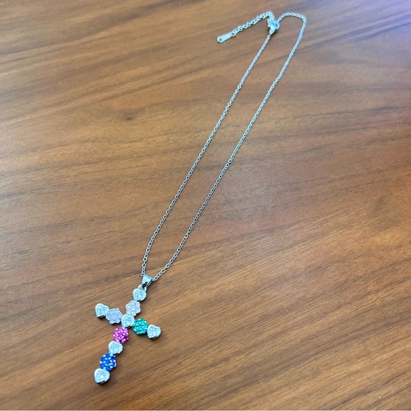 Multicolor Silver Heart Pendant Necklace - Picture 2 of 3